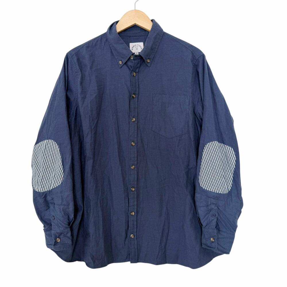 Kirrin Finch Blue Elbow Patch Long Sleeve Button Down Sz 24